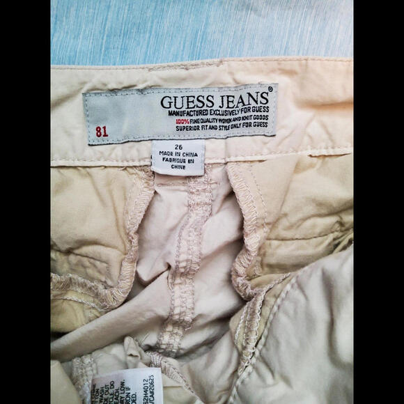 Guess Jeans Ladies Khaki Pants Beaded Side 4 Zip Pockets Tie Legs Size 26 (2) - Picture 6 of 7